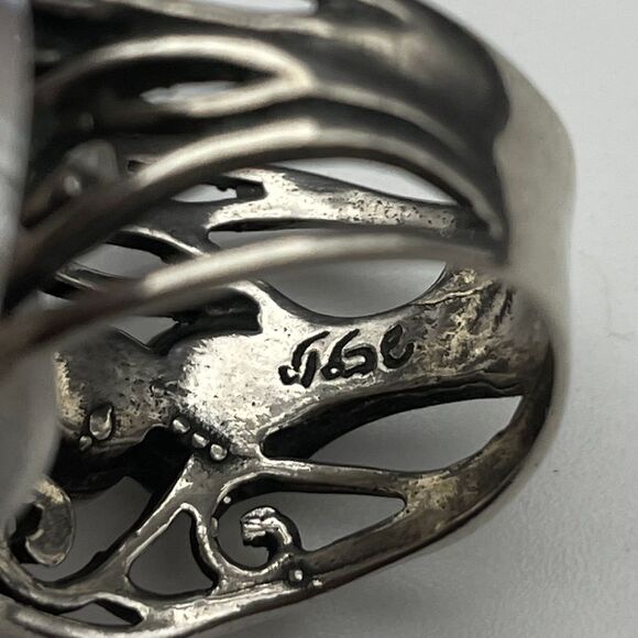 Didae Israel Sterling Silver Nested Pearl Modernist Ring Wide Band‎ Ring - Picture 4 of 8